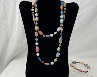 Jay King Desert Rose Trading Pastel Gemstone Beaded Necklace and Bracelet, Matching Jewelry