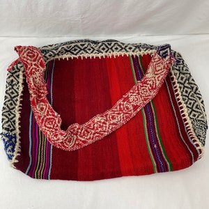 Woven Ethnic Tote Bag with Zipper / Large Duffle Bag / Hippy Bag