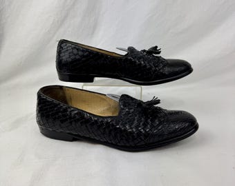 Vintage Mezlan Genuine Crocodile Woven Tassel Loafers / Size 10