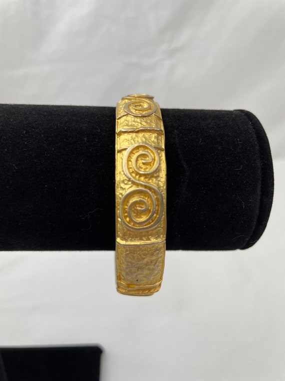 Artisan Textured Gold-Toned Cuff Bracelet / Hammer