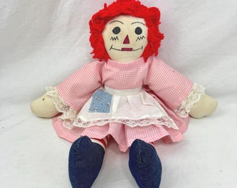 Muñeca Raggedy Ann vintage hecha a mano / Muñeca de trapo / Juguete primitivo