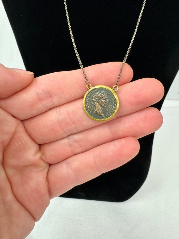 Reproduction Roman Domitian Coin Necklace / Doubl… - image 1