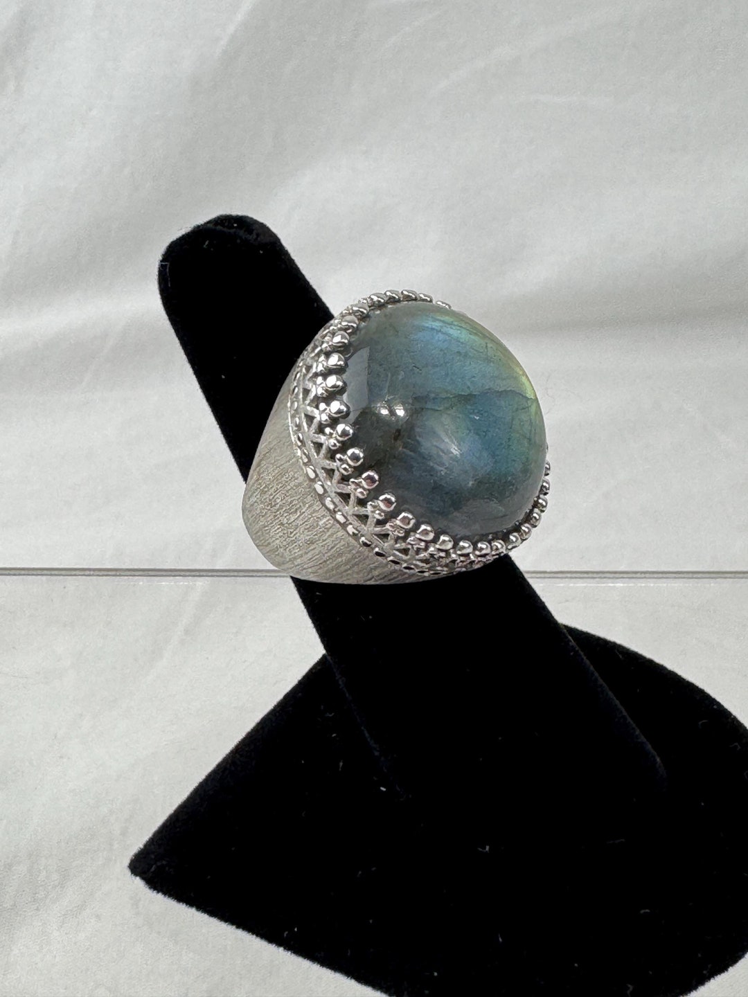 Carol Brodie Rarities Sterling Gray Labradorite Crown Ring Size