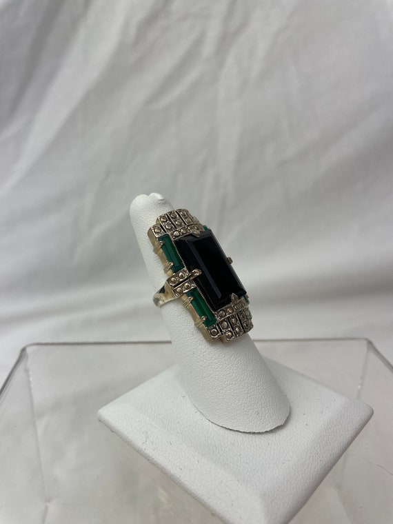 Nicky Butler Art Deco Onyx and Green Chalcedony S… - image 3