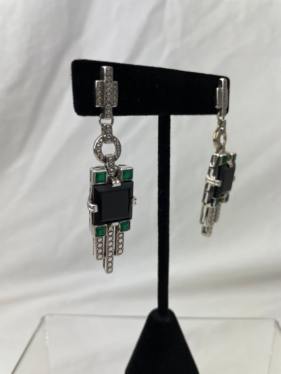 Nicky Butler Art Deco Onyx and Green Chalcedony S… - image 9