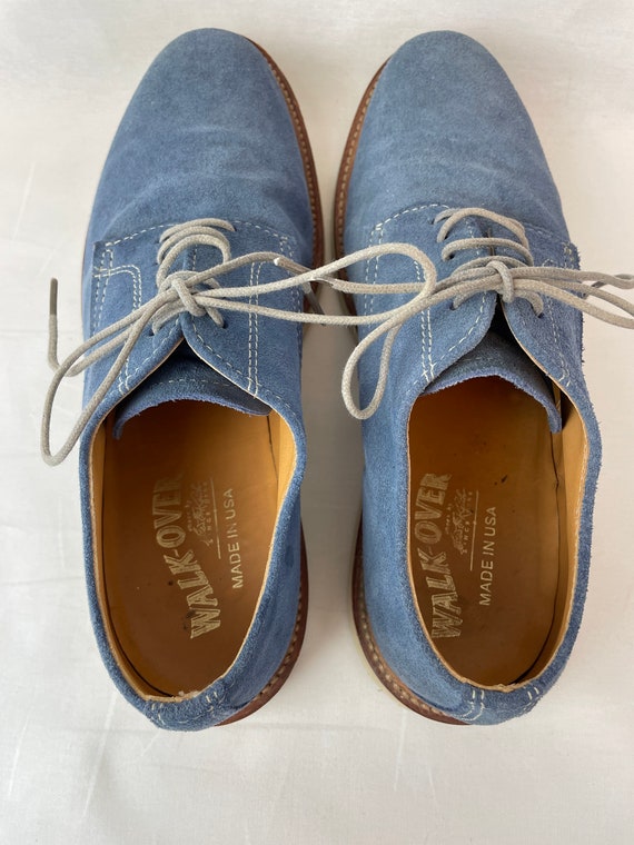 Men's Walk Over Blue Suede Oxford Shoes / Size 8.… - image 8