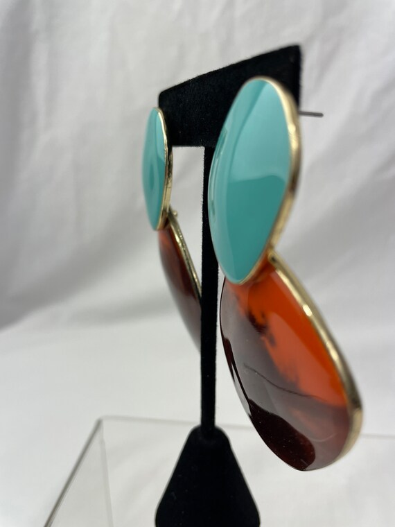 Large Contemporary Enamel Statement Earrings In T… - image 5