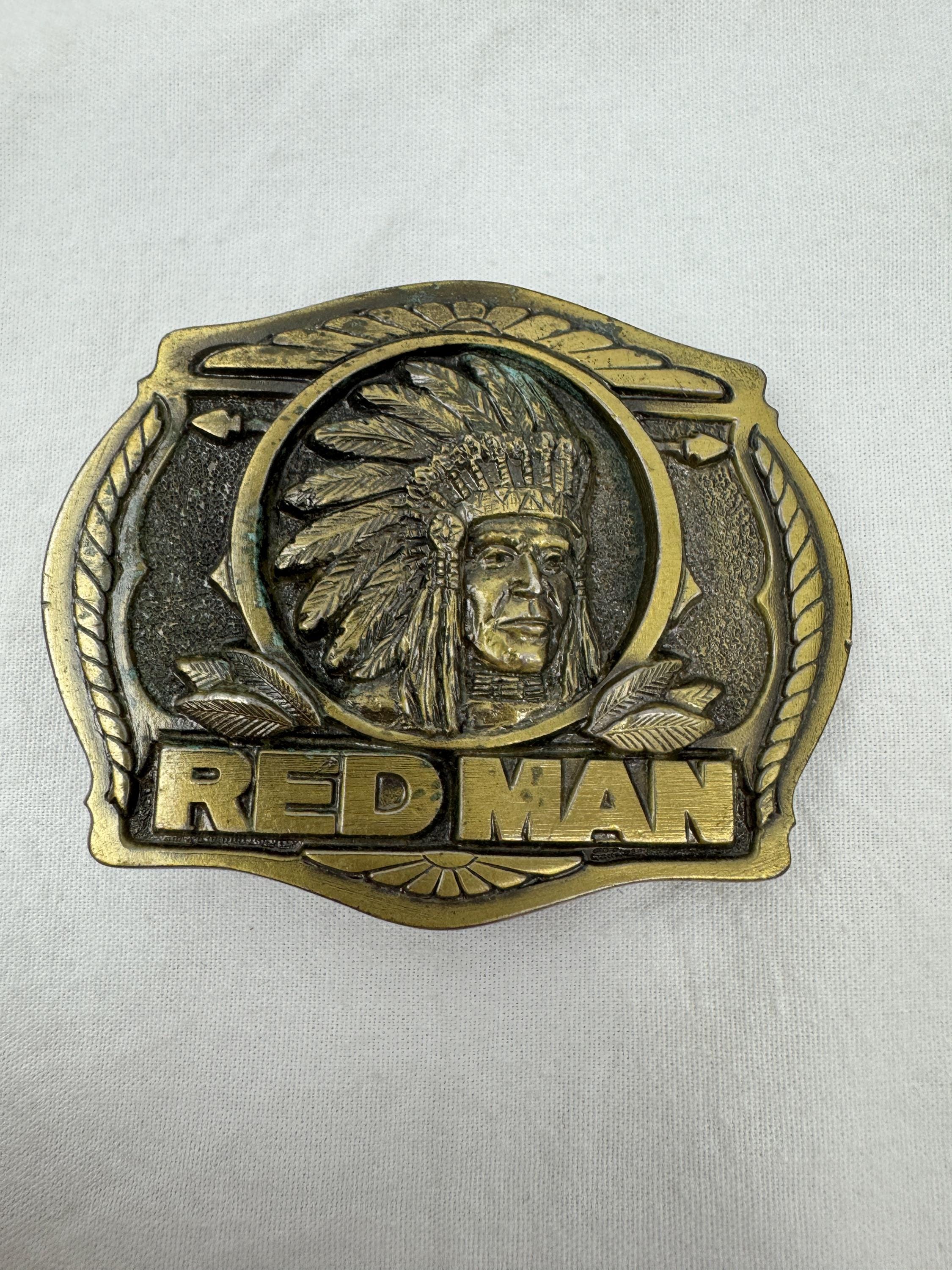 redman tobacco belt buckle Vintage Redman Chewing Tobacco Belt Buckle / 1988 Limited Edition /  Tobacciano