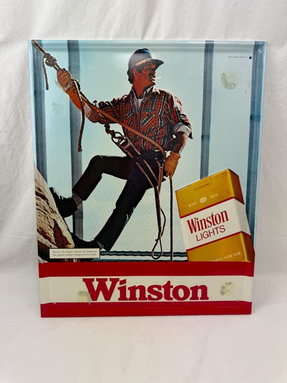 who smokes winston cigarettes Vintage 1980 Winston Cigarettes Advertising Sign / 17.25” X 21.25”