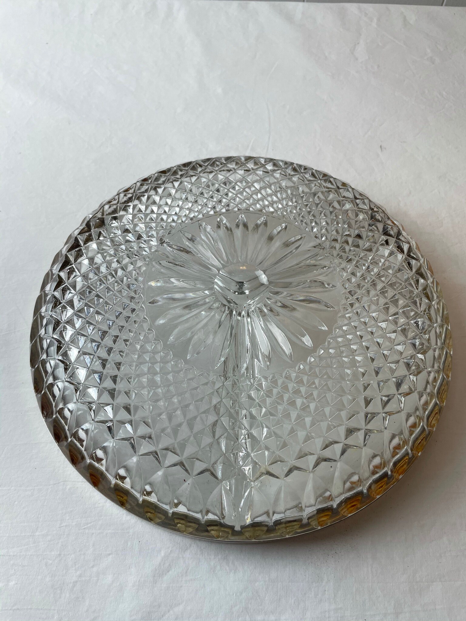 Cut Crystal Dish with Silver Rim Etsy
