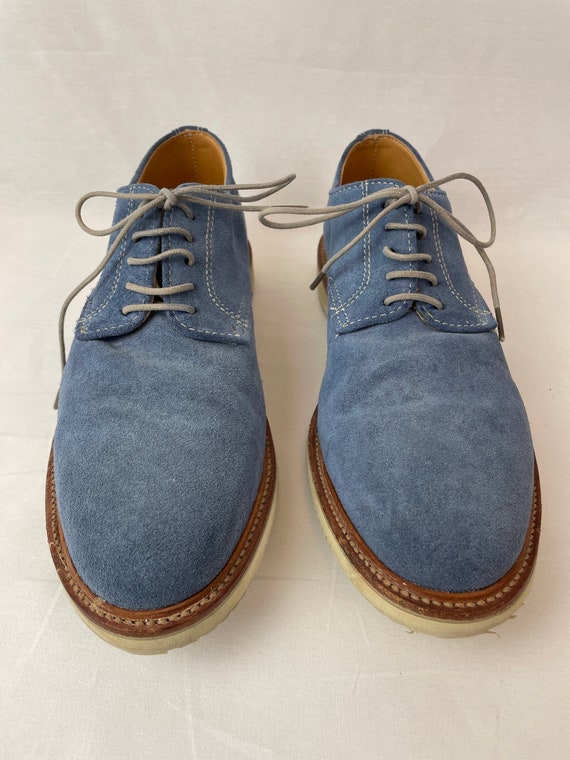 Men's Walk Over Blue Suede Oxford Shoes / Size 8.… - image 2