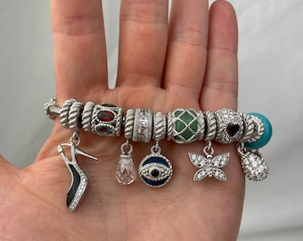 Judith Ripka Sterling Silver Charm Bracelet: Diamonique, Gemstone