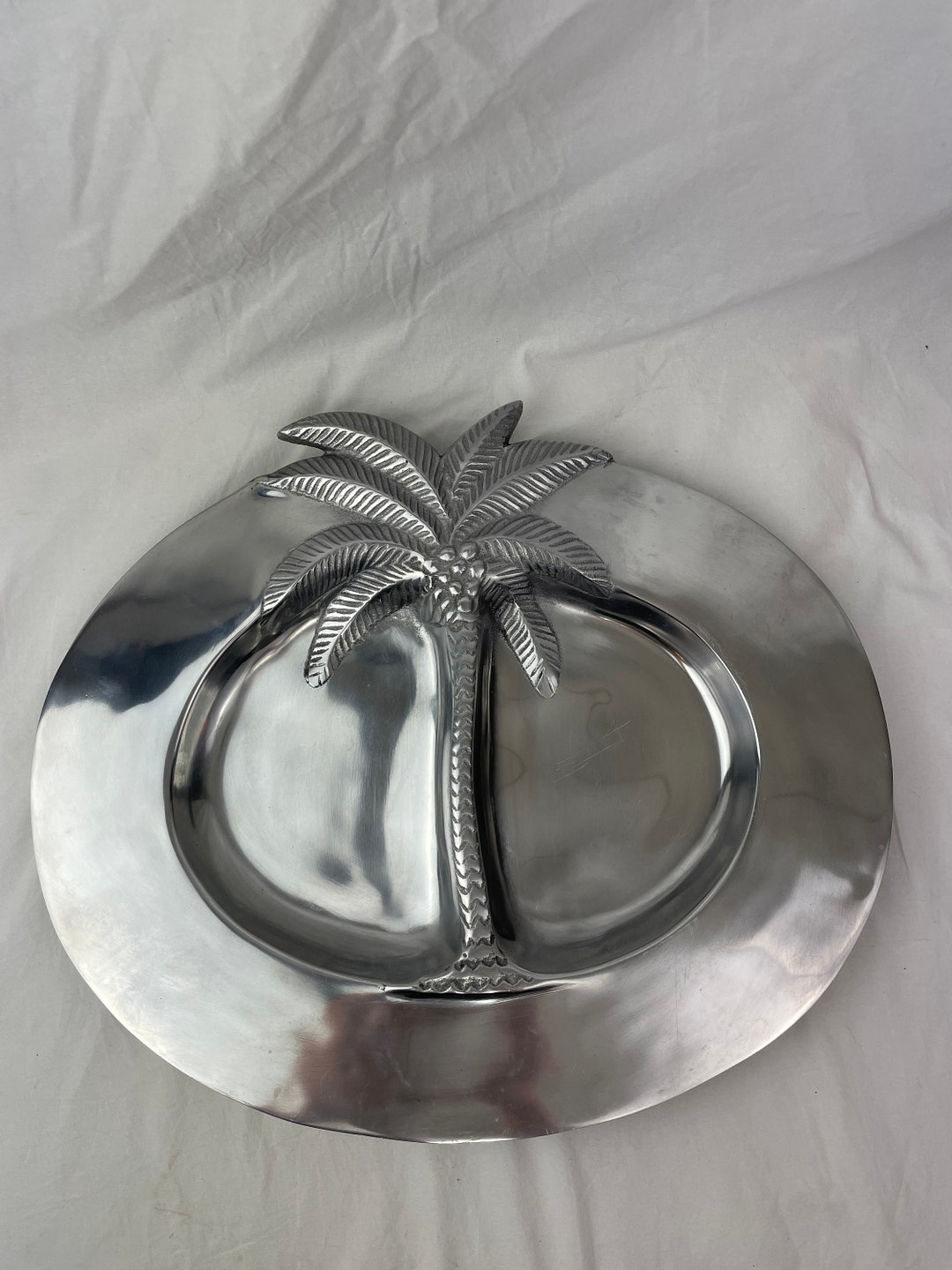 Divided Metal Palm Tree Serving Platter / Appetizer Tray / Hors D'oeuvres Etsy
