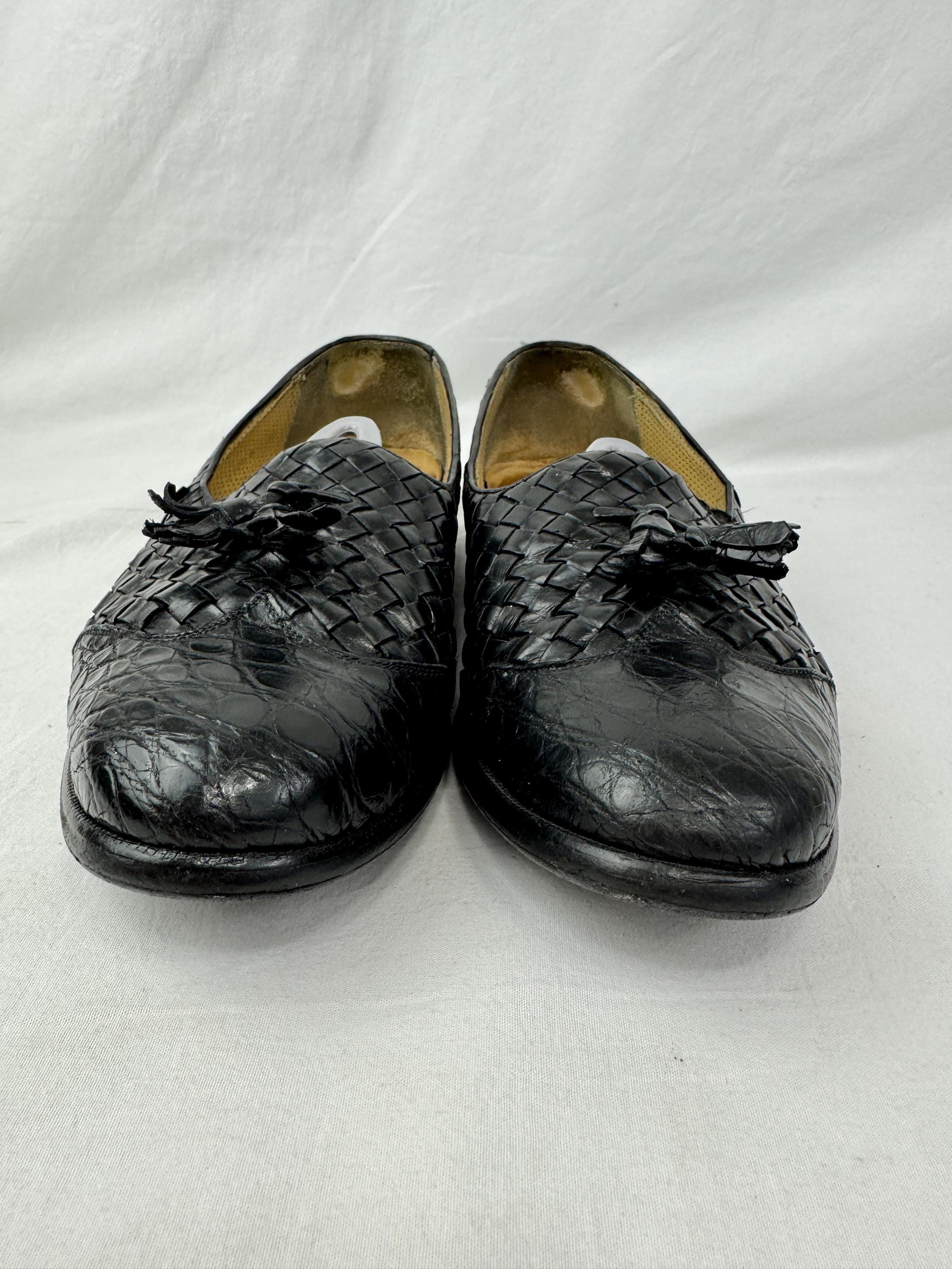 Mezlan Crocodile Woven Leather  Black Loafers Tassel Trinidad Mens 7.5  SPAIN Mezlan Kiltie Tasse Wovenl Loafers Shoes Black Leather Men main image 2