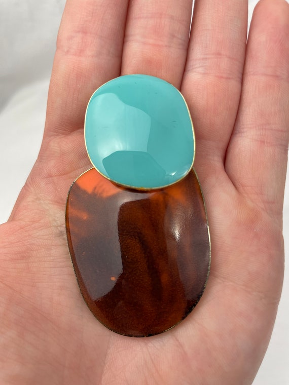 Large Contemporary Enamel Statement Earrings In T… - image 8