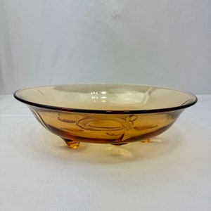 Vintage 1930s New Martinsville Glass Amber Moondrop Footed Bowl / Depression-Era Glass / West Virginia Glass