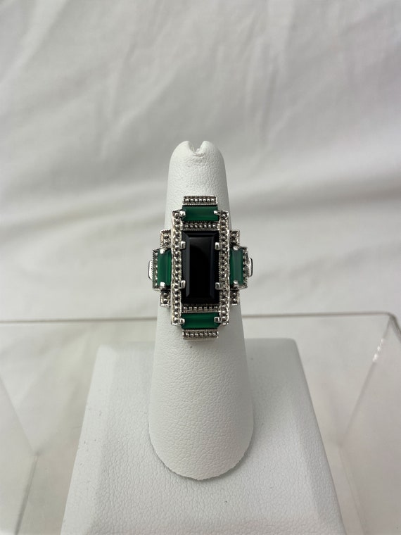 Nicky Butler Art Deco Onyx and Green Chalcedony S… - image 5