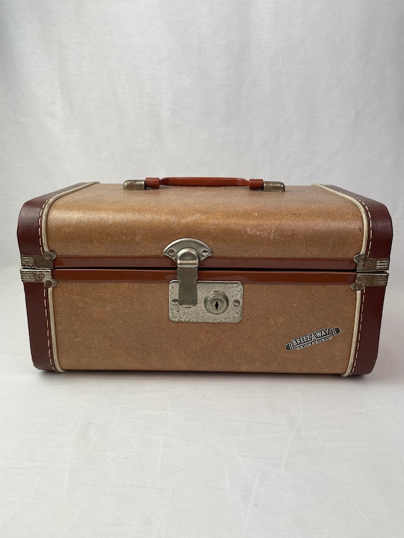 Vintage Breezaway Train Case / Luggage / Two Tone Brown Leather / Storage  Box 