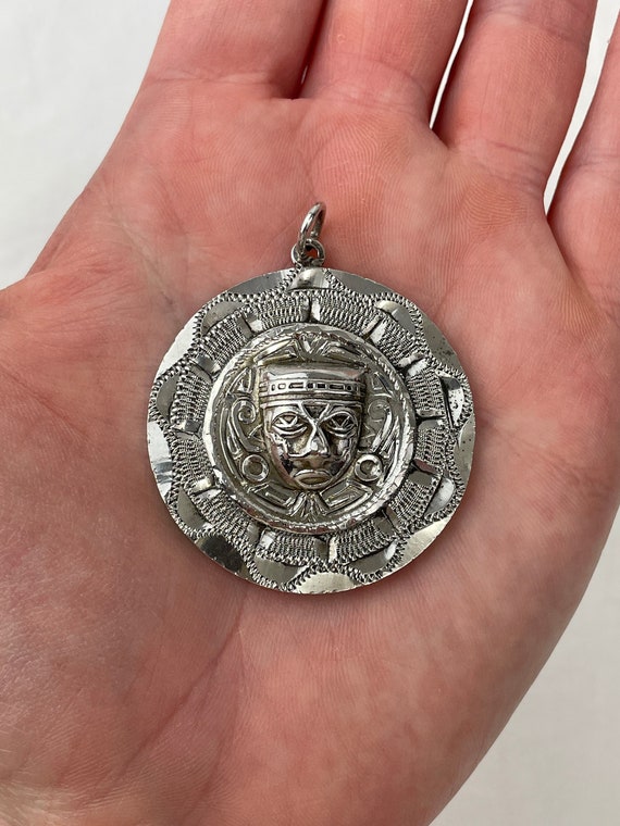 Native Mexican Tribal Pendant and Hidalgo M Silve… - image 1