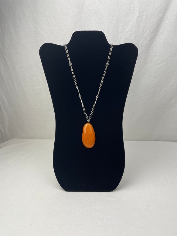 Latvian Amber Pendant Necklace / Traditional Latvi