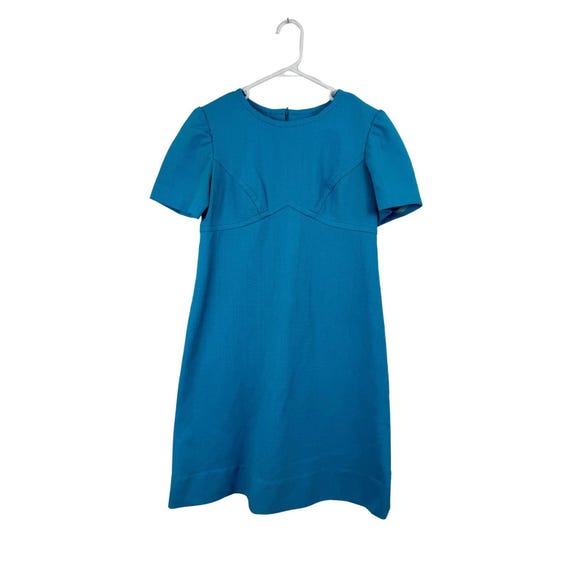 blue mini shift dress Aqua Cotton Tiered Indo Western Dress with Sleeveless inner main image 0