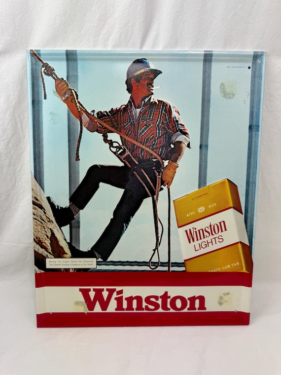 Vintage 1980 Winston Cigarettes Advertising Sign / 17.25” X 21.25”