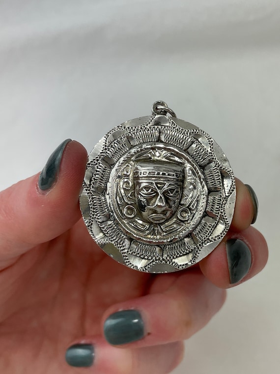 Native Mexican Tribal Pendant and Hidalgo M Silve… - image 2