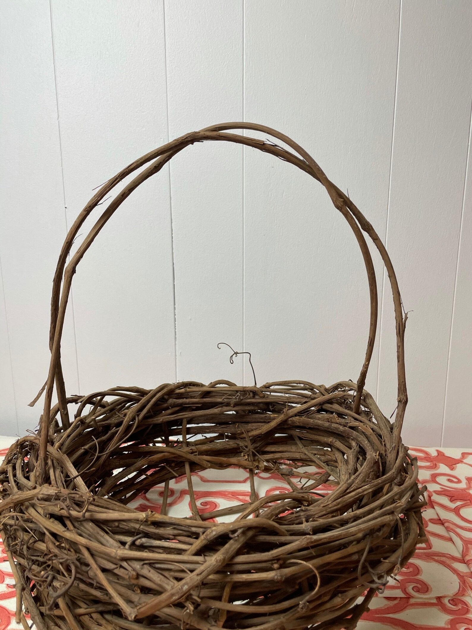 Handmade Grapevine Basket With Handle 13 Diameter Etsy