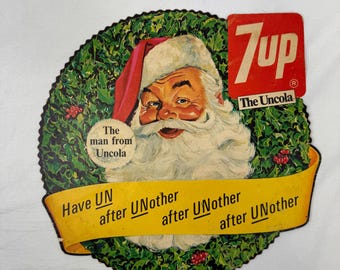 珍品！アメリカ買付け1980's Vintage 7up SANTA WORKS Vintage 7-UP Santa Advertisement / the Man From Uncola / Christmas