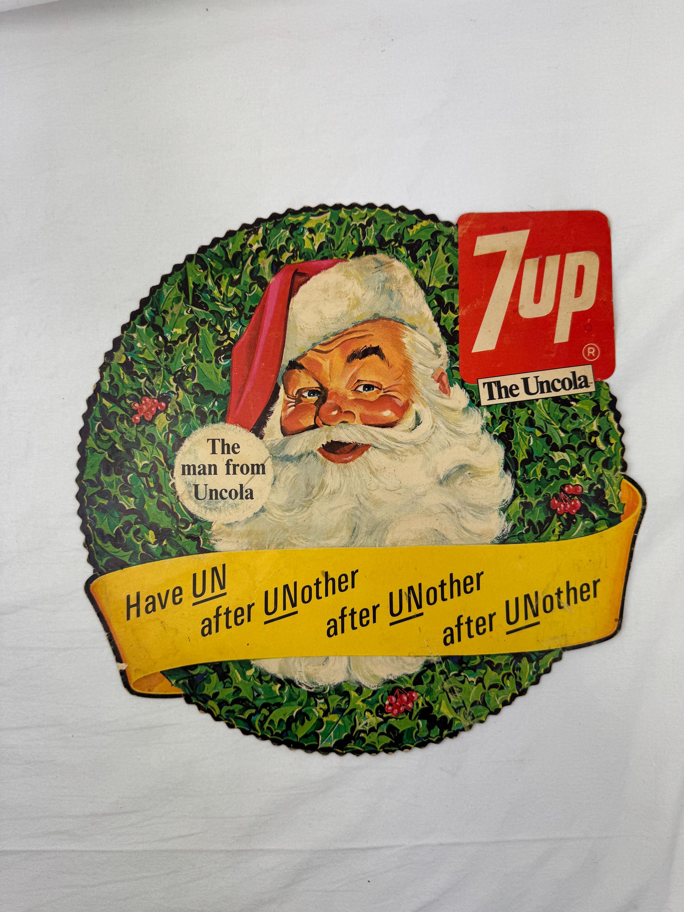 Vintage 7-UP Santa Advertisement / the Man From Uncola / Christmas