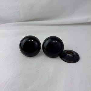 Vintage Shiny Black Enamel Door Knobs, Set of Two