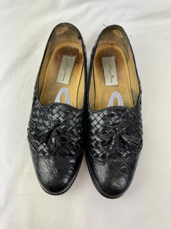 Vintage Mezlan Genuine Crocodile Woven Tassel Loafers / Size  display picture 1