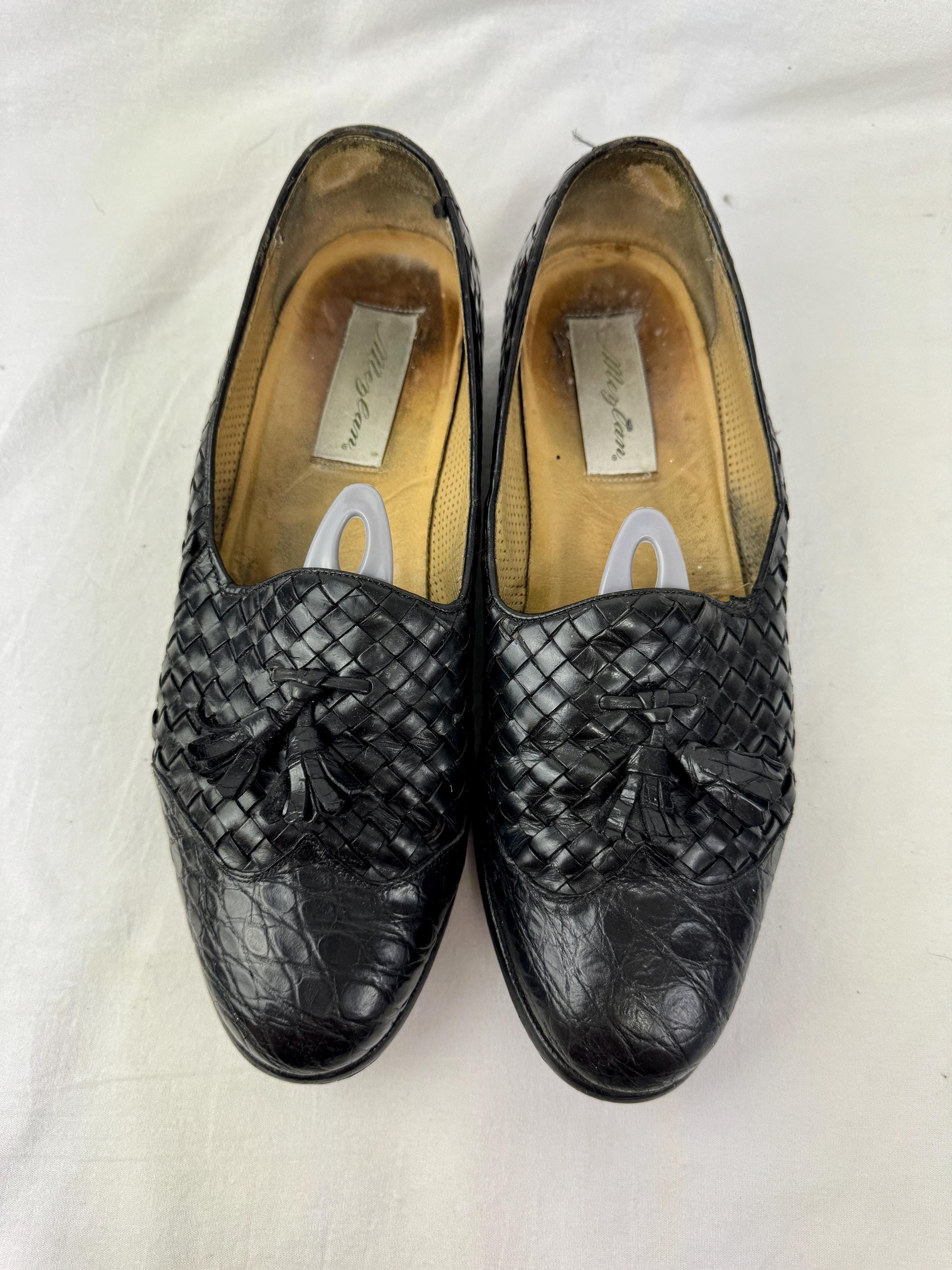 Vintage Mezlan Genuine Crocodile Woven Tassel Loafers / Size  display picture 1
