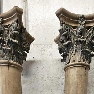 Incredible Pair Of 19th Century Corinthian Wood Columns!!