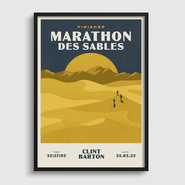 Marathon Des Sables Personalised Print midnight blue (frame not included) – gift for runner – marathon gift