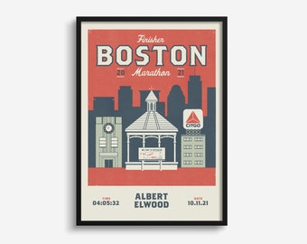 Personalized Boston Marathon Finisher Print: Runner Gift