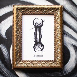 Gemini Zodiac Art - Horoscope Wall Art - Witchy Vibe Room Decor - Gothic Style Gallery Wall - Alternative Gifts