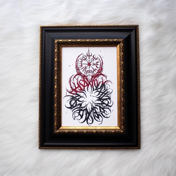 Nordic Inspired Wall Art, Vegvisir, Gothic Home Decor, Dark Academia, No AI Art Prints