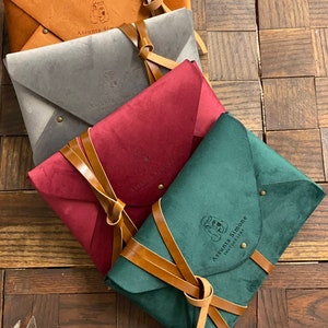 Sobres elegantes con fotos / Cierre de rayas / 15 x 23 cm / 6 x 9 pulgadas / Terciopelo vegano / 7 opciones de colores impresionantes / Pastel y natural / Tela suave