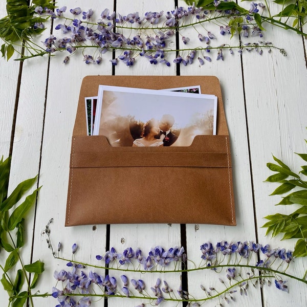 4x6 genuine leather envelope personalized gift | pouch keepsake for prints | photo packaging