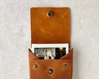Instax Photo Holder - Square Prints Pouch 3.4×2.8in | photography gift idea | leather print keepsake envelope