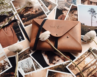 Leather Photo Pouch - 6x9 prints, Keepsake Gift Idea