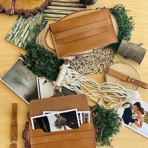 Sobre de cuero natural de 5 x 7 para regalo de fotografías / bolsa de reliquia para impresiones / embalaje de fotografía artesanal / bolsa de cuero única