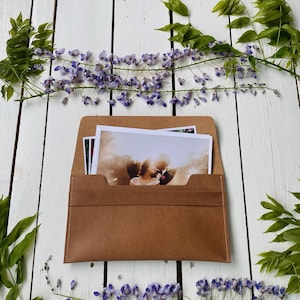 Sobre de cuero genuino de 4 x 6, regalo personalizado / bolsa de recuerdo para impresiones / embalaje de fotos