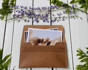 4x6 genuine leather envelope personalized gift | pouch keepsake for prints | photo packaging