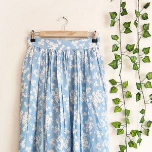 Daisy Print Viscose Midi Skirt, Fruit Print Skirt, Flared Midi skirt, 1950 Skirt, Full Skirt