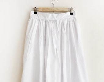 White Cotton Midi Skirt, Midi Skirt, White Midi Skirt, Flared Midi skirt, Full Skirt, 1950 Skirt