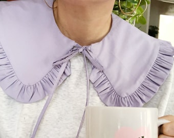 Pastel Purple Cotton Oversized Collar, Detachable Collar, Frill collar, Removable Frill collar, Layering Collar,