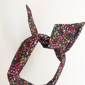 Diadema de alambre de algodón estampado, diadema ancha, diadema con nudo para envolver el cabello, aspecto de bufanda para la cabeza,