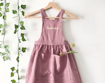 Personalised Children's Apron 100% Linen Pinafore Apron